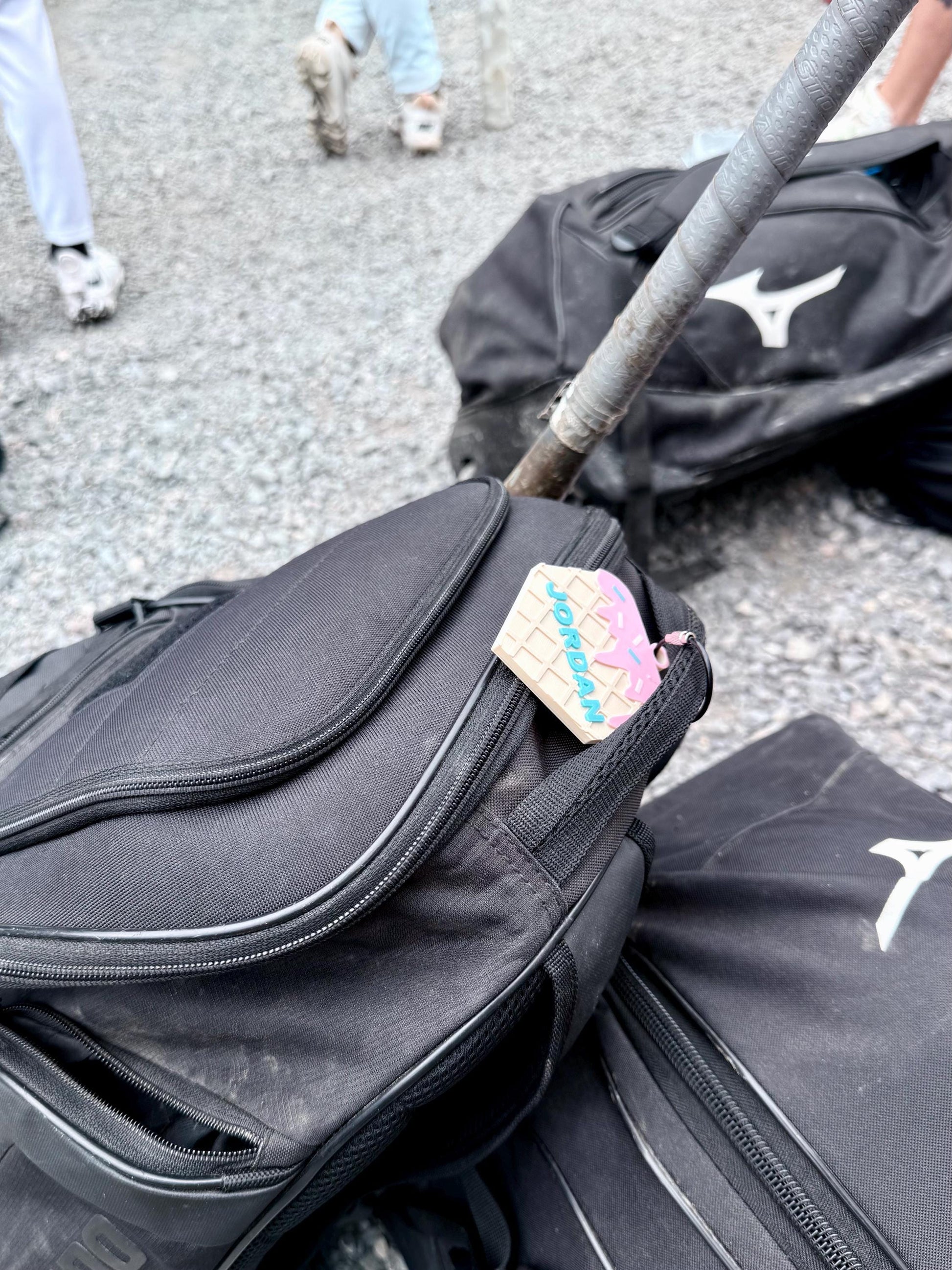 Baseball Bag Tag – Ice Cream Drip Home Plate – Softball – Personalized Bat or Backpack Tag – Custom Team Colors Available