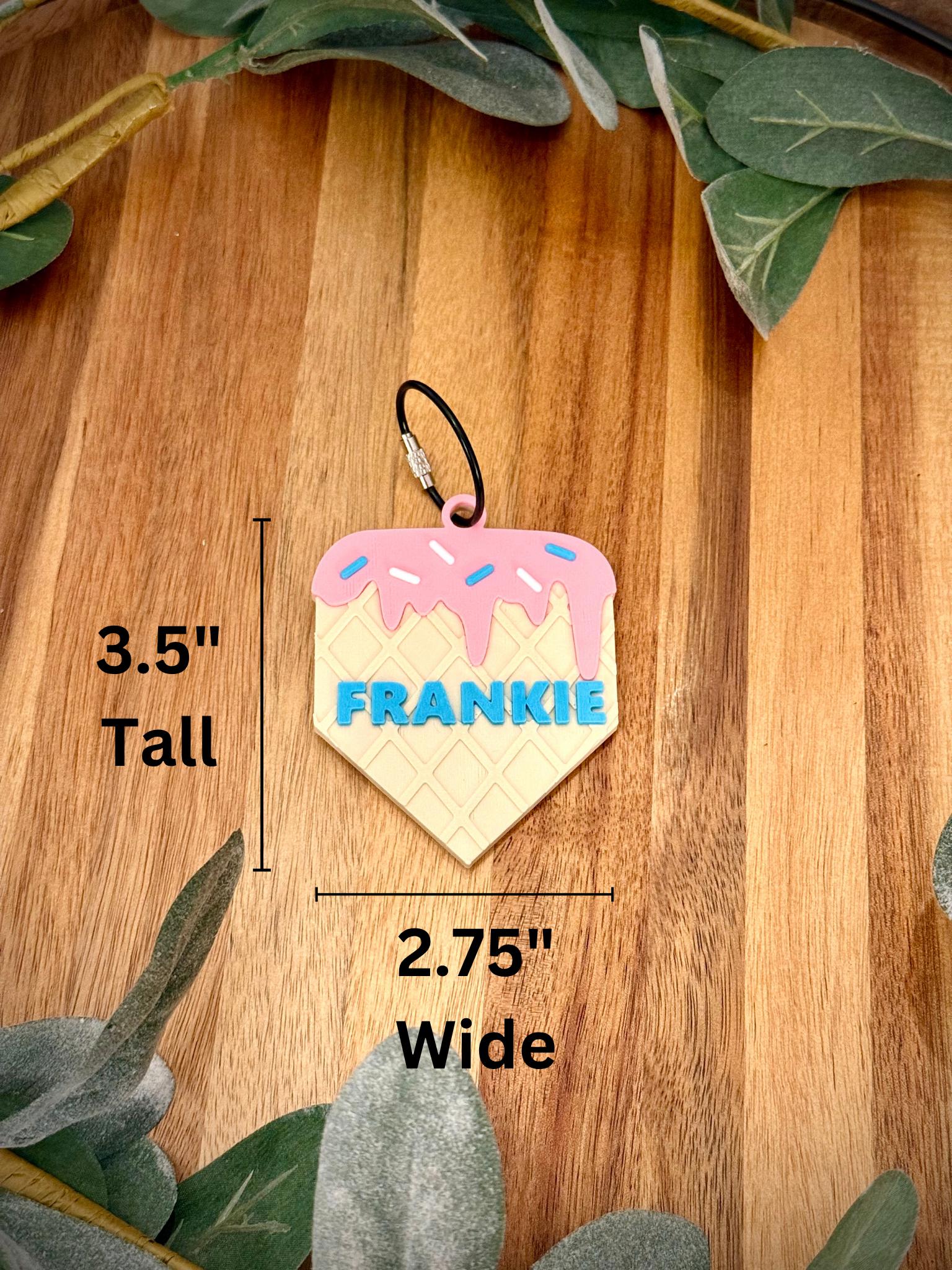 Baseball Bag Tag – Ice Cream Drip Home Plate – Softball - Personalized Backpack or Bat Bag Accessory