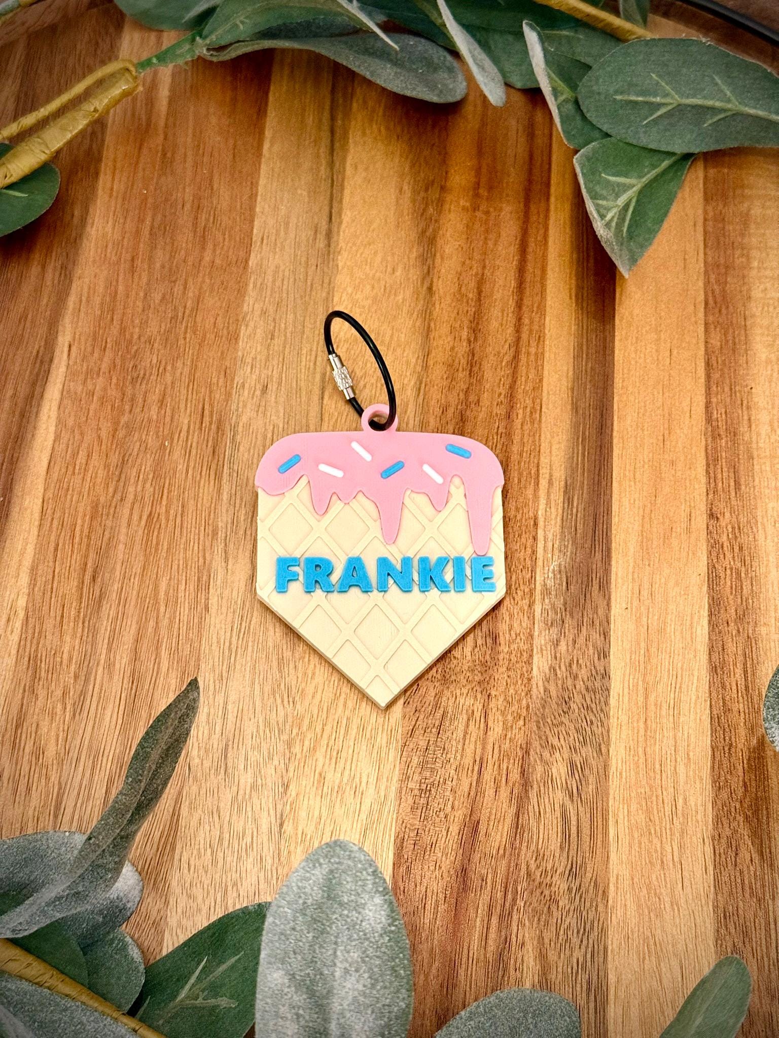 Baseball Bag Tag – Ice Cream Drip Home Plate – Softball - Personalized Backpack or Bat Bag Accessory