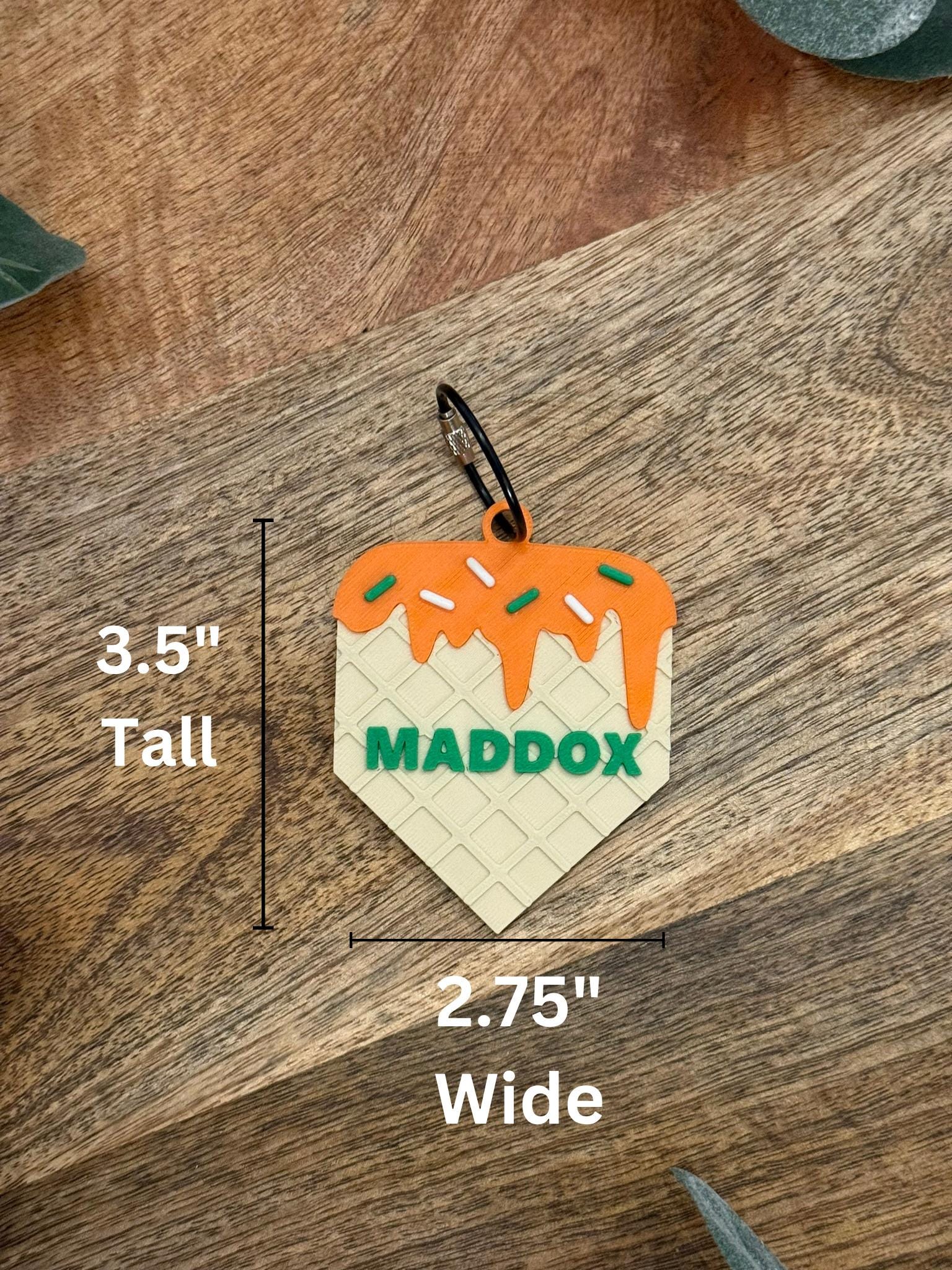 Baseball Bag Tag – Ice Cream Drip Home Plate – Softball – Personalized Bat or Backpack Tag – Custom Team Colors Available