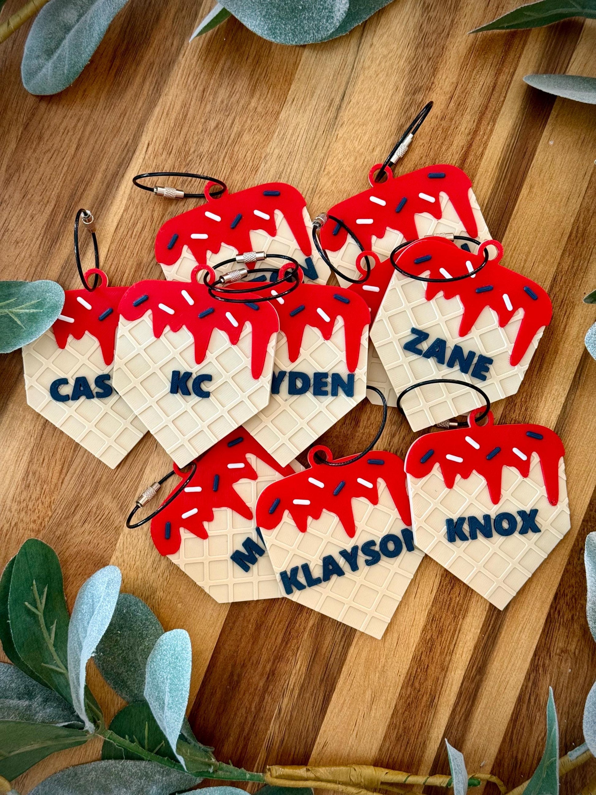 Baseball Bag Tag – Ice Cream Drip Home Plate – Softball – Personalized Bat or Backpack Tag – Custom Team Colors Available