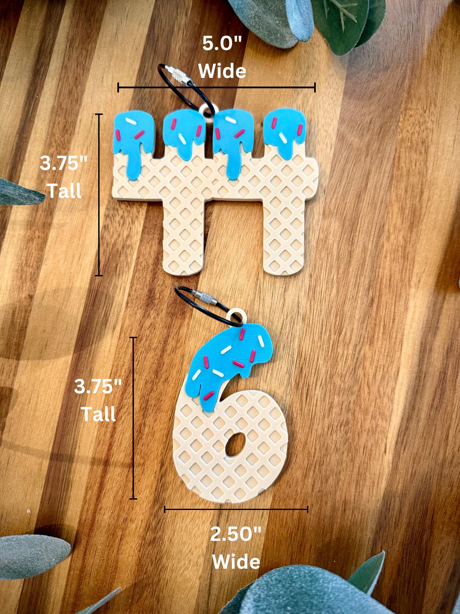 Baseball Bag Tag β Ice Cream Drip Numbers β Softball - Personalized Backpack or Bat Bag Accessory