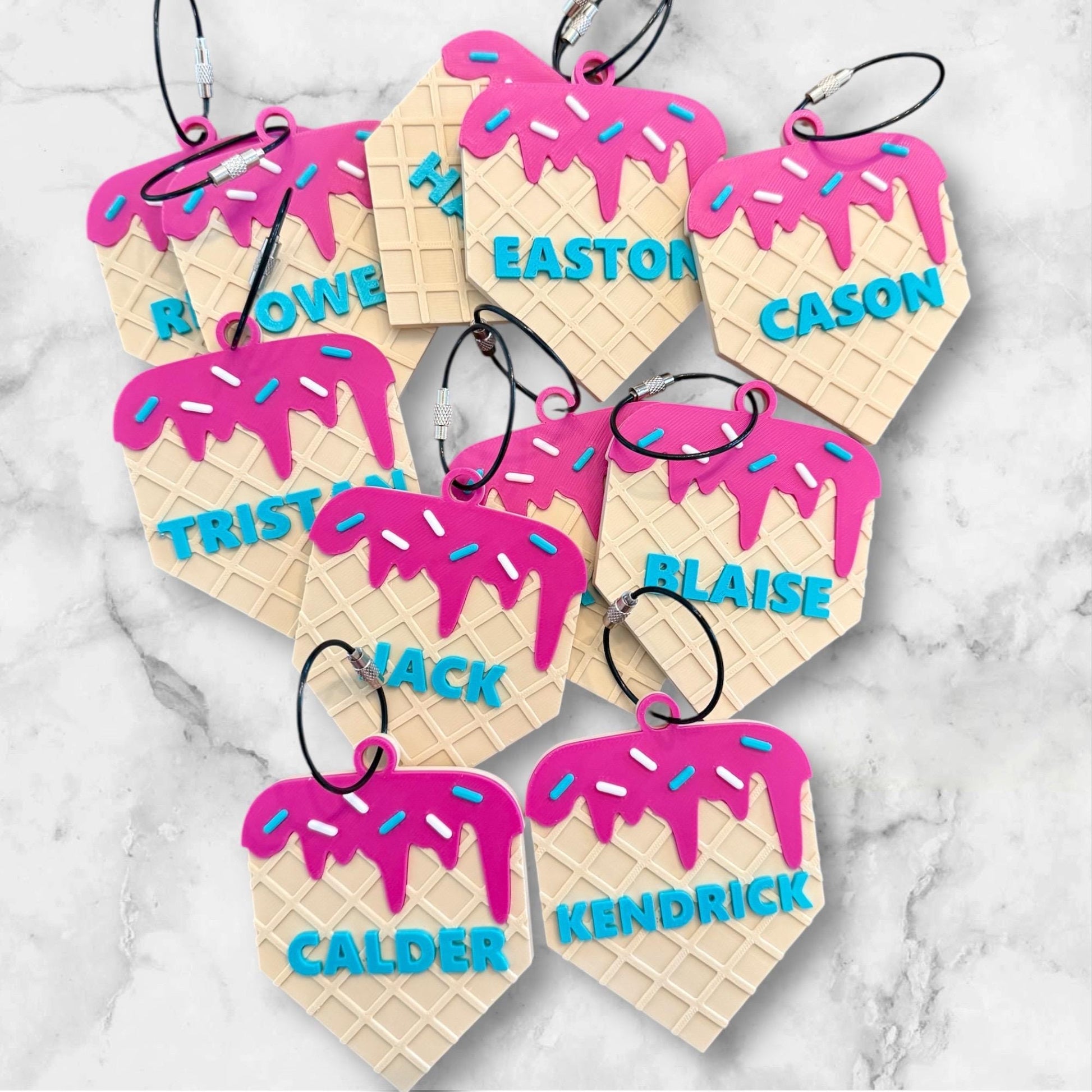 Baseball Bag Tag – Ice Cream Drip Home Plate – Softball – Personalized Bat or Backpack Tag – Custom Team Colors Available