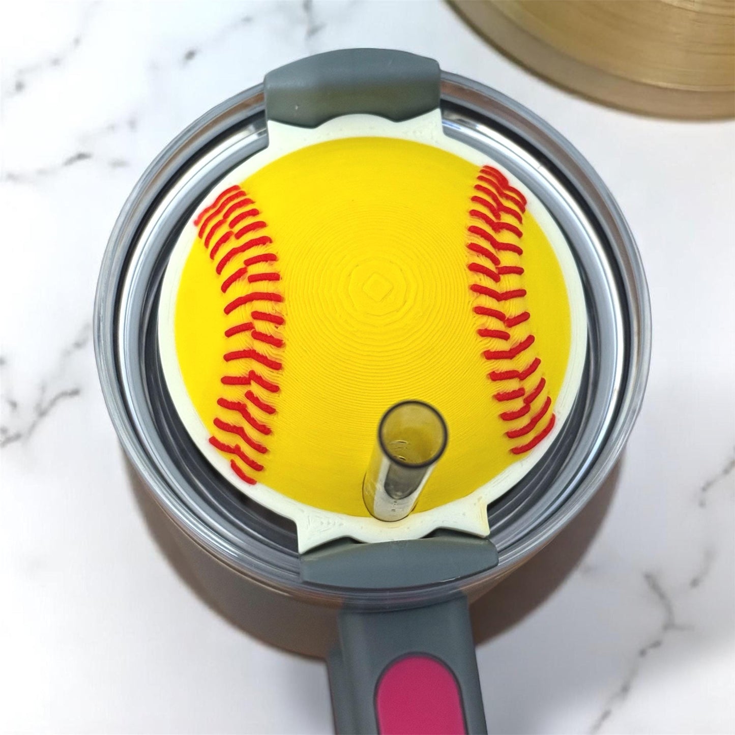 Softball Stanley Topper for 30oz or 40oz Tumbler 3D Printed β Sports Cup Accessory, Custom Baseball Lid Decoration