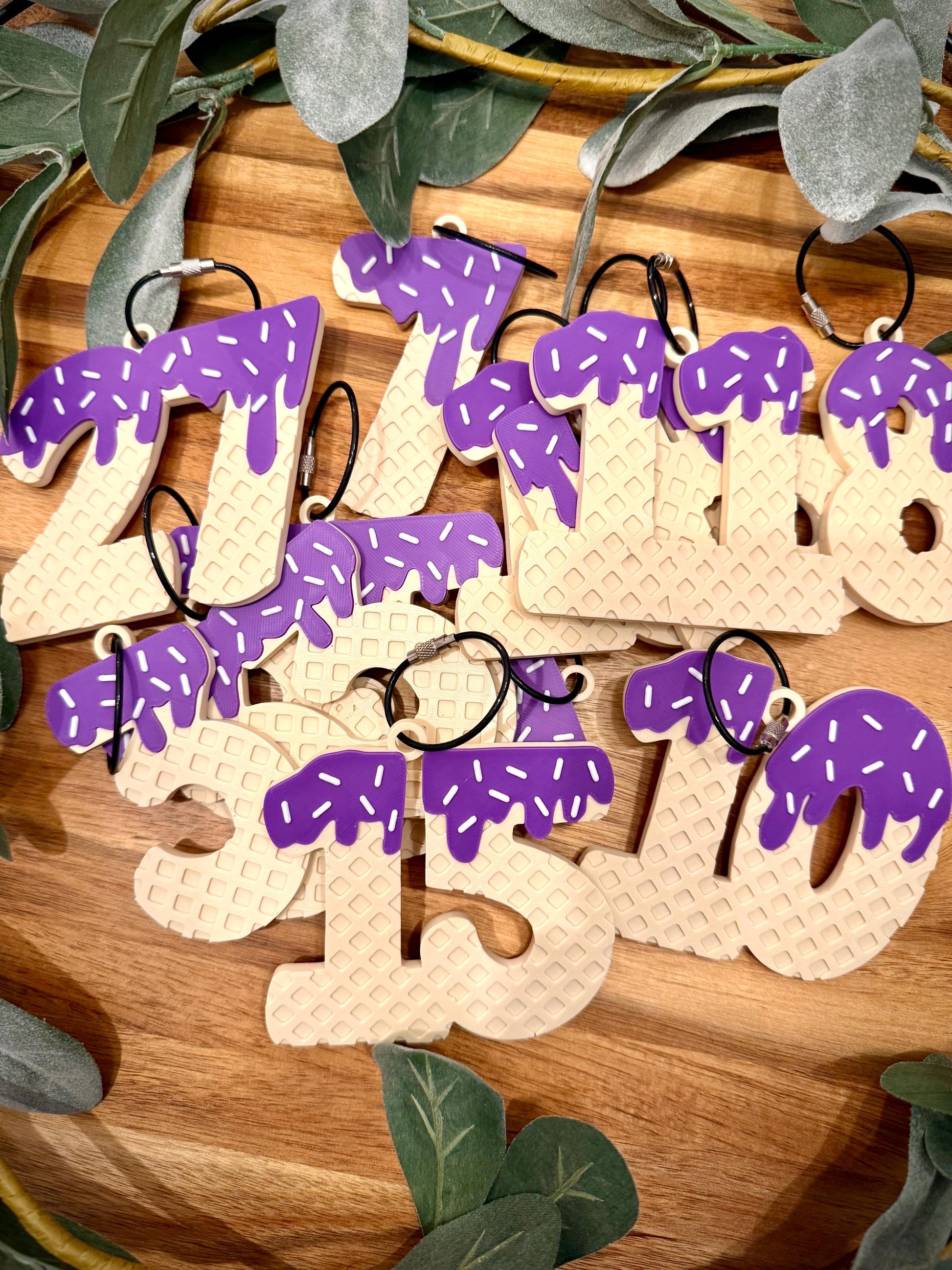 Baseball Bag Tag β Ice Cream Drip Numbers β Softball - Personalized Backpack or Bat Bag Accessory