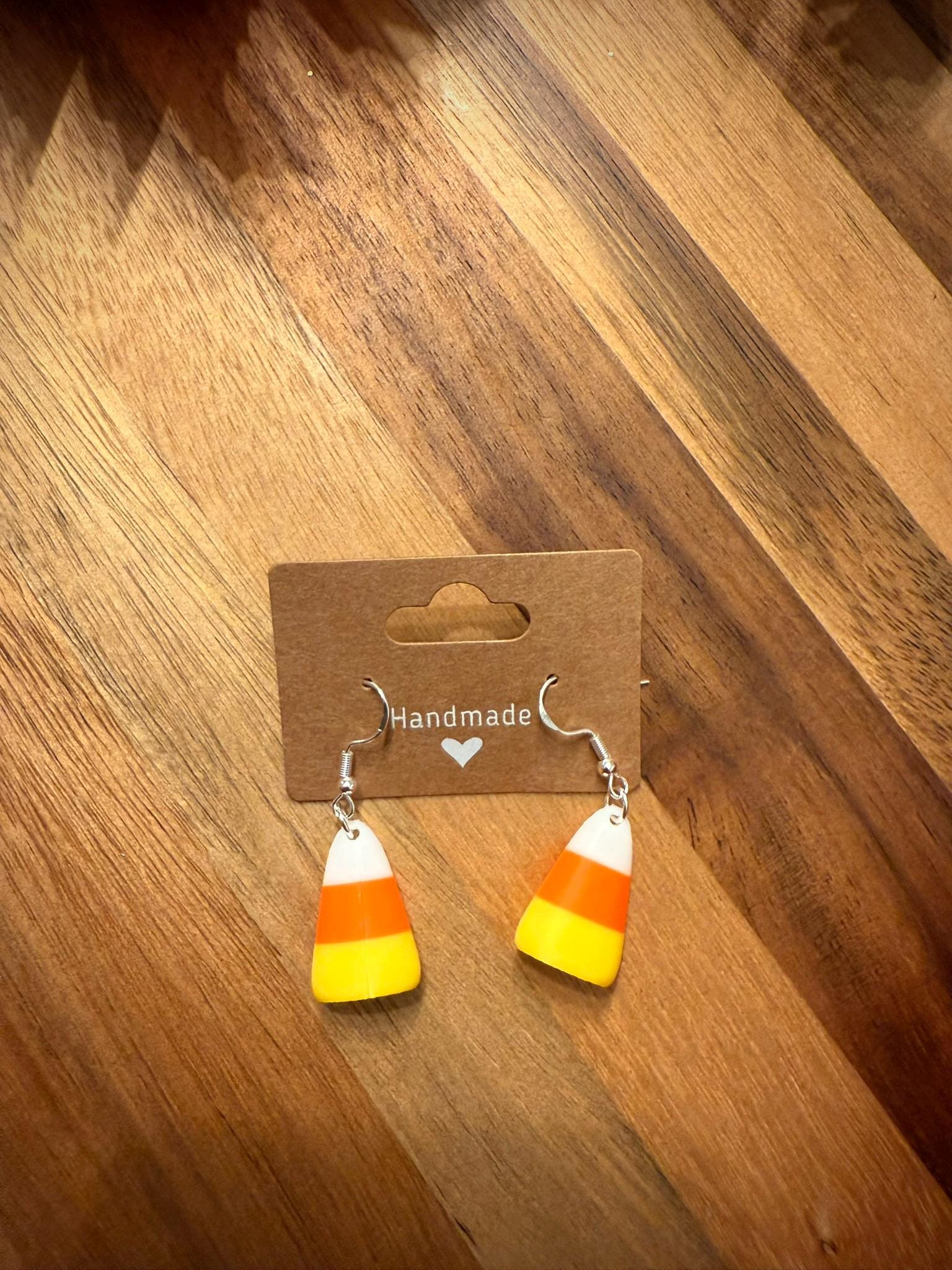 Candy Corn Earrings β Fall Dangle Earrings β’ Lightweight Halloween Jewelry β’ Autumn Earrings