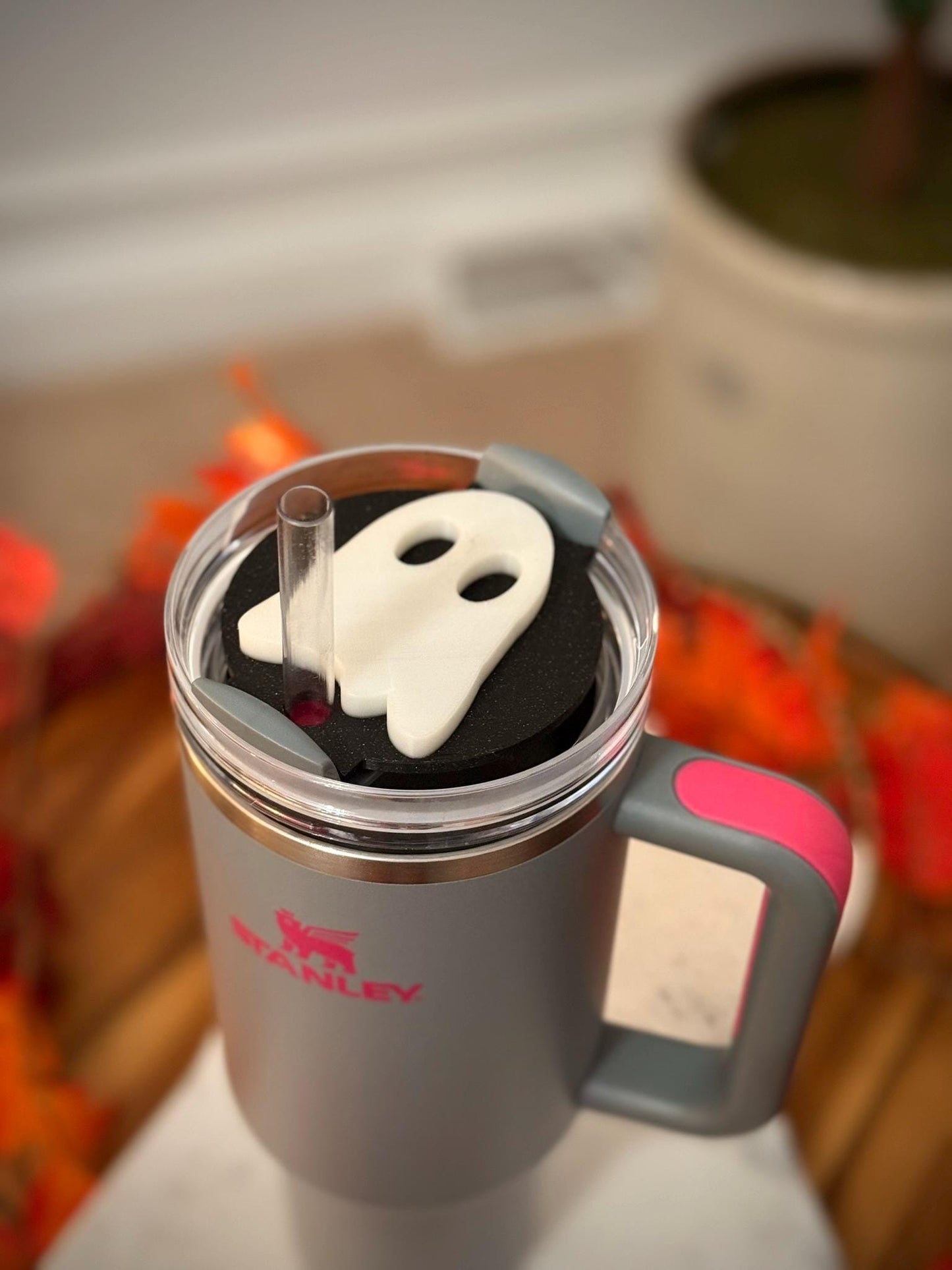 Glow-in-the-Dark Ghost Stanley Topper – 3D Printed Halloween Cup Accessory for 20oz, 30oz & 40oz Stanley Tumblers