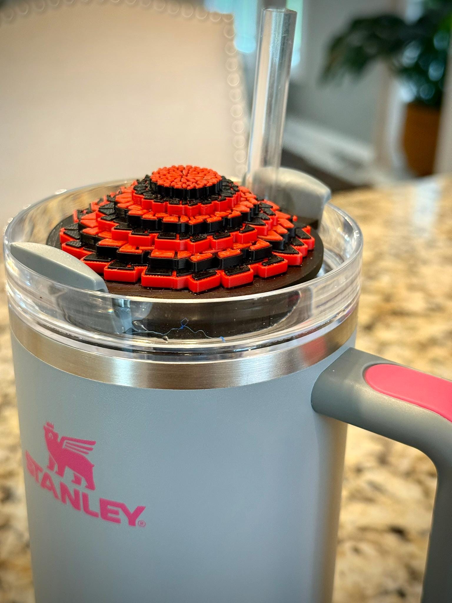 Cheer Pom Pom Stanley Topper – 3D Printed Lid Accessory for 30oz Tumblers – Fits Stanley Cup – Unique Cheer Gift – Custom Colors