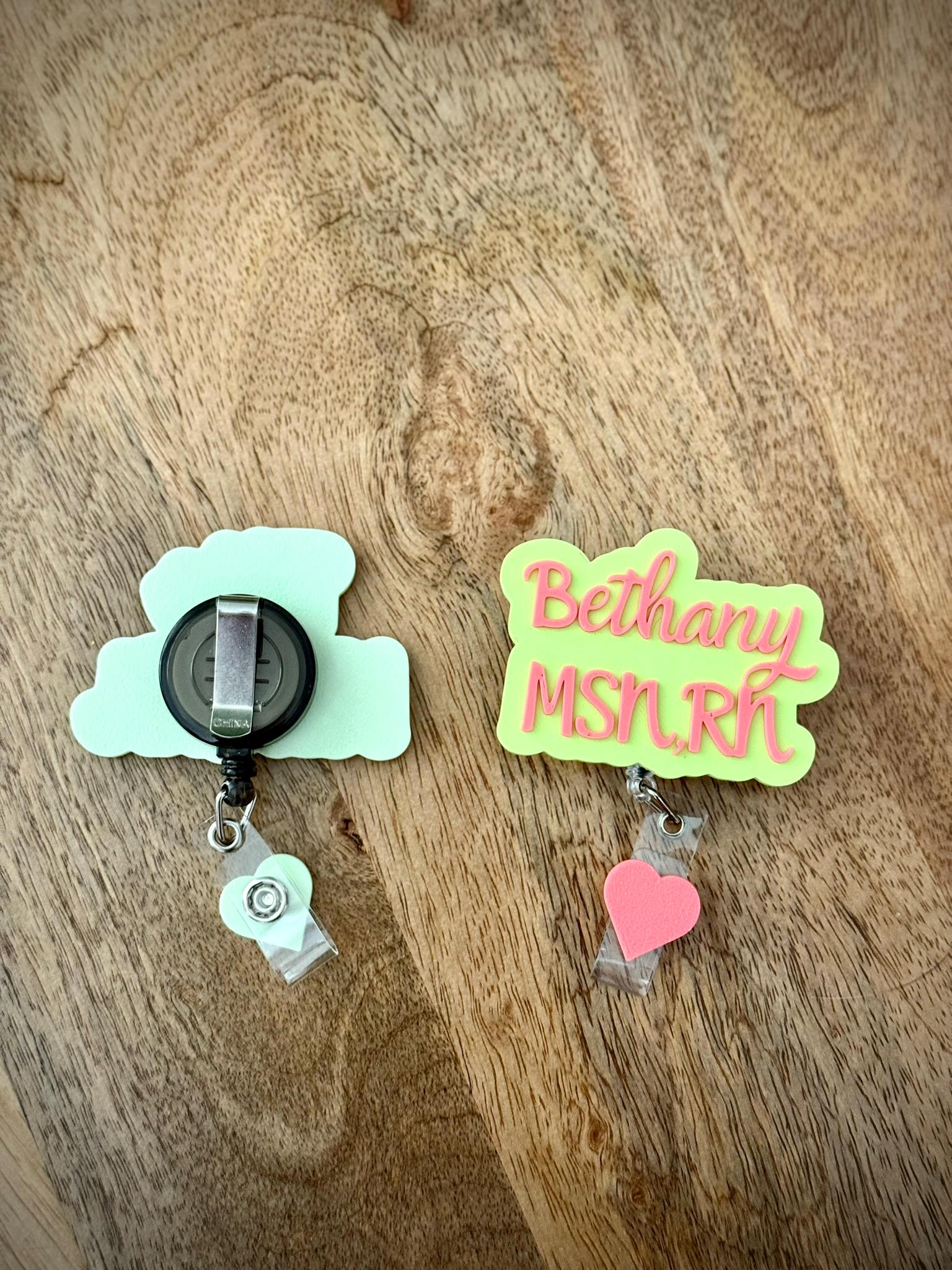 Personalized 3D Printed Badge Reel – Custom Name ID Holder – Cute Work Badge – Retractable Clip – Teacher Nurse Office Gift – Custom Color