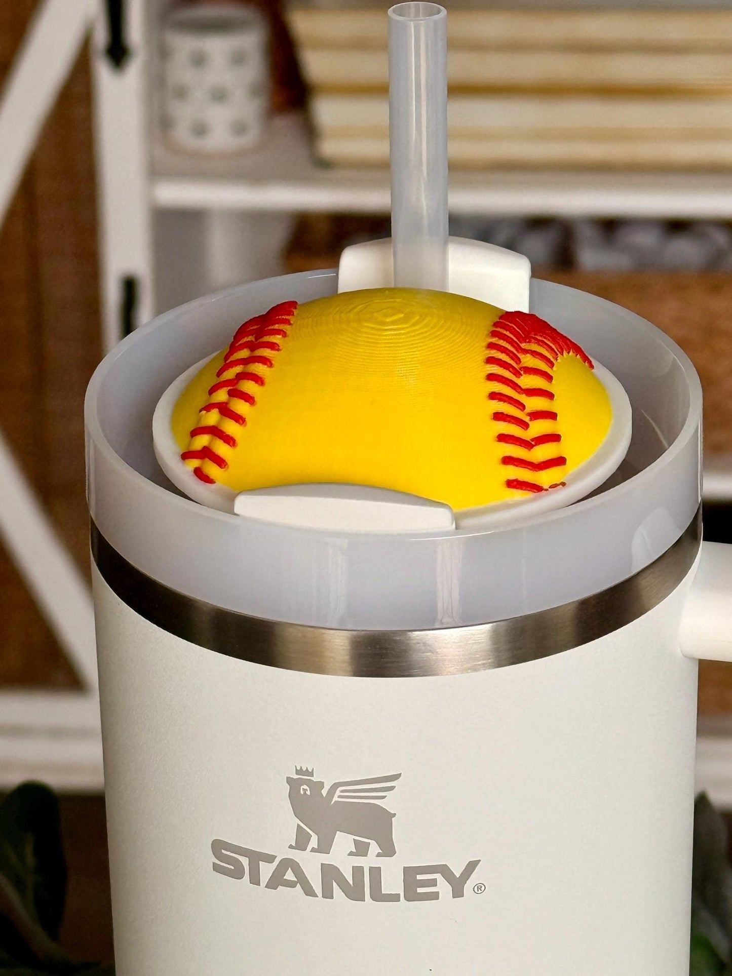 Softball Stanley Topper for 30oz or 40oz Tumbler 3D Printed β Sports Cup Accessory, Custom Baseball Lid Decoration