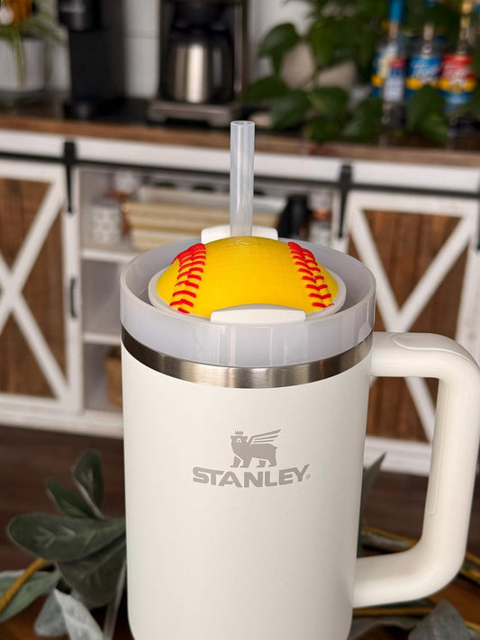 Softball Stanley Topper for 30oz or 40oz Tumbler 3D Printed – Sports Cup Accessory, Custom Baseball Lid Decoration