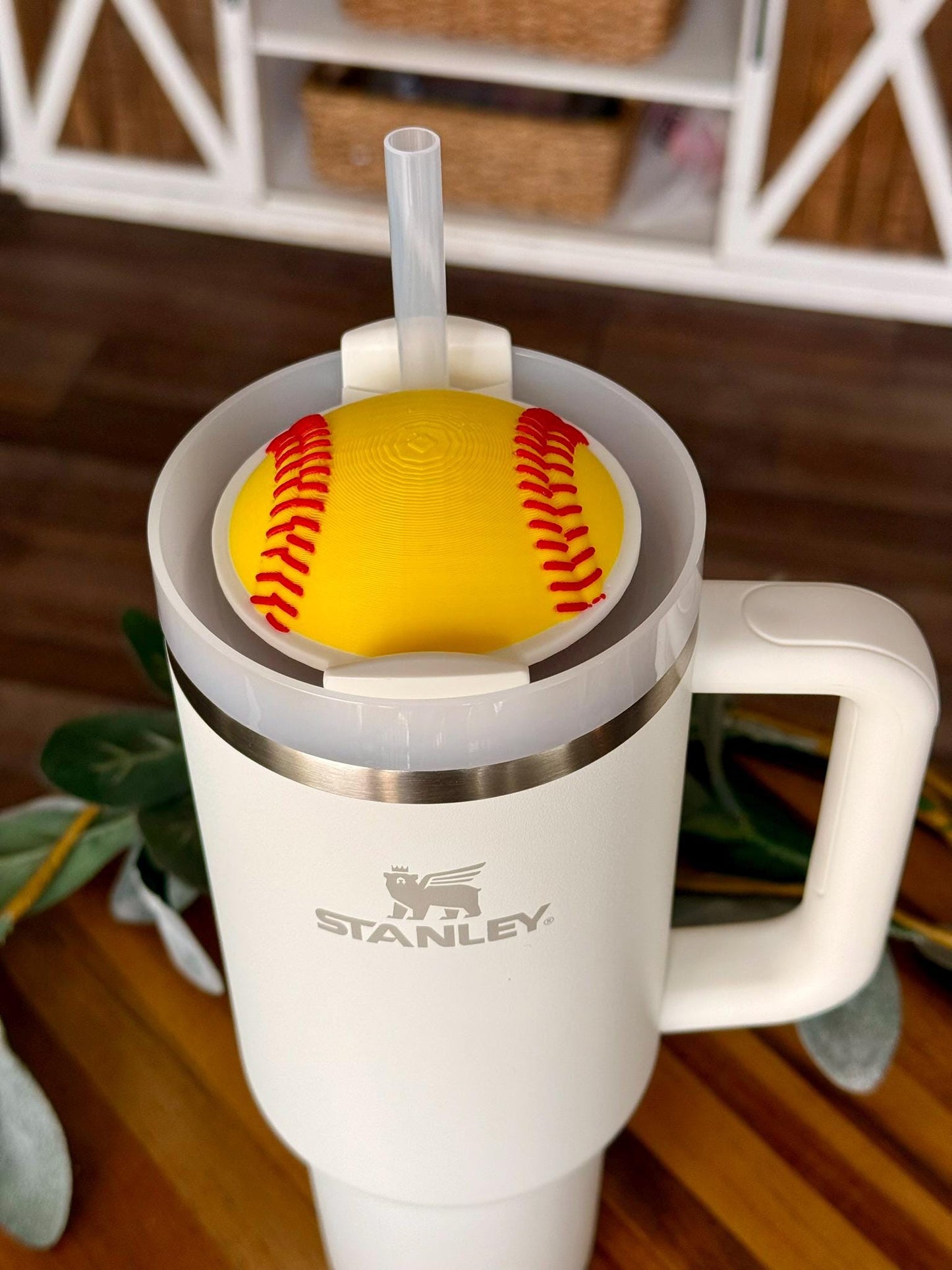 Softball Stanley Topper for 30oz or 40oz Tumbler 3D Printed β Sports Cup Accessory, Custom Baseball Lid Decoration