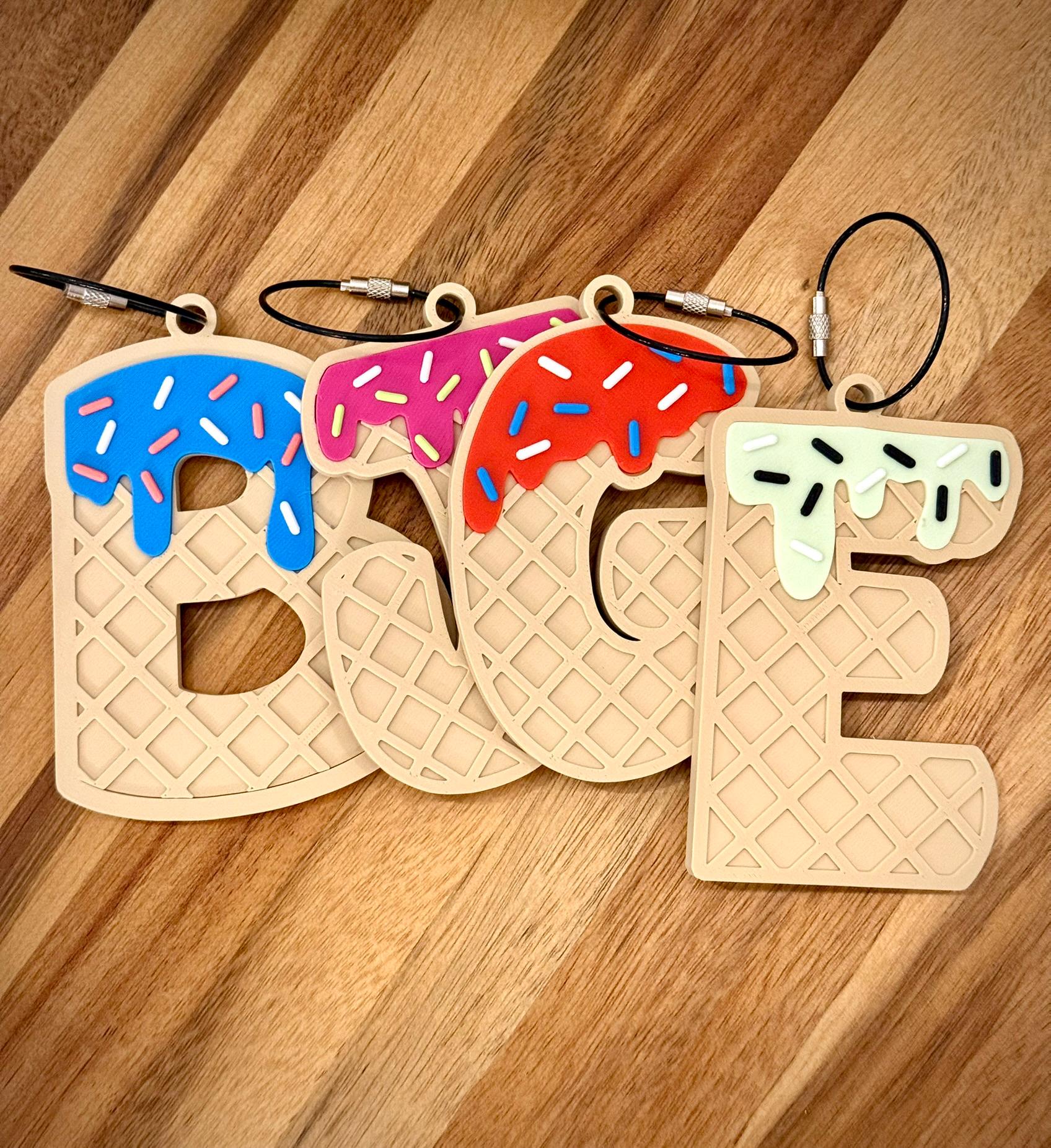 Baseball Bag Tag Ice Cream Drip Personalized Letter β Backpack Bag Swag β Baseball β Softball β Custom Sports Bags β School backpack