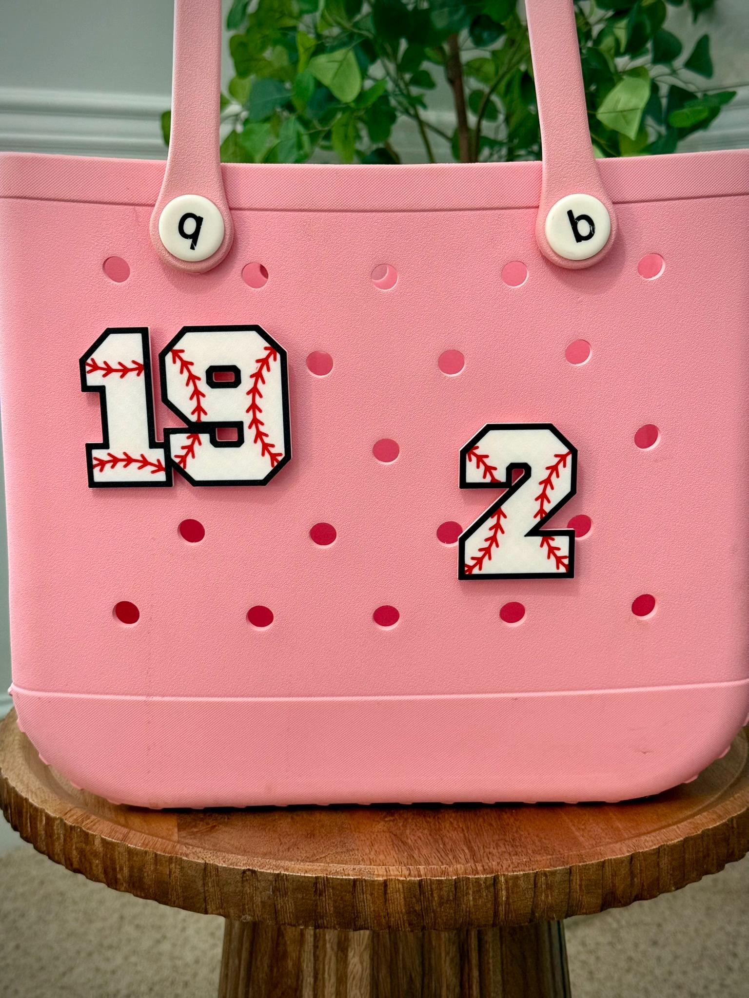 Baseball Number Bogg Bag Charms β Personalized 3D Printed Jersey Numbers β Custom Baseball Bag Tag β Approx. 3"x3"