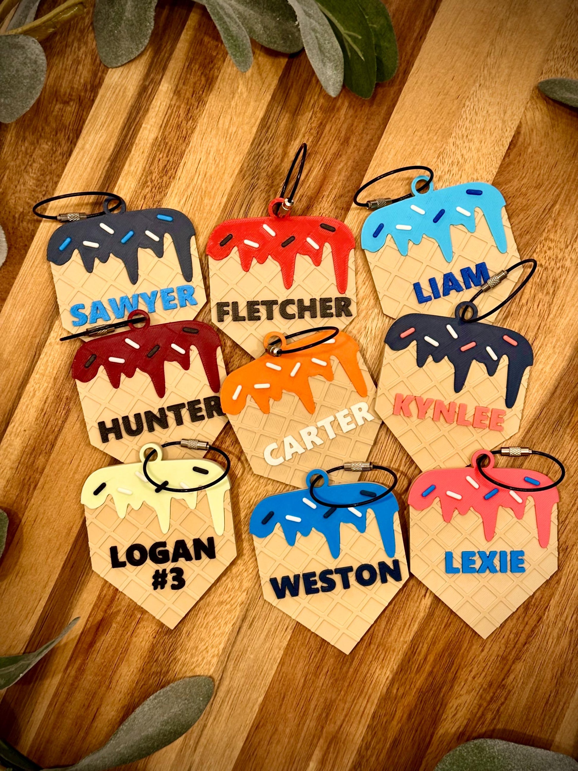 Baseball Bag Tag – Ice Cream Drip Home Plate – Softball – Personalized Bat or Backpack Tag – Custom Team Colors Available