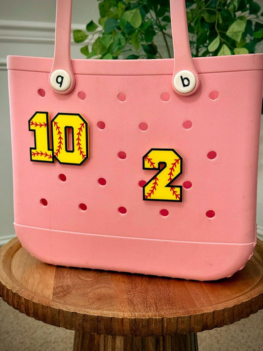 Softball Number Bogg Bag Charms – Personalized 3D Printed Jersey Numbers – Custom Softball Bag Tag – Approx. 3"x3"