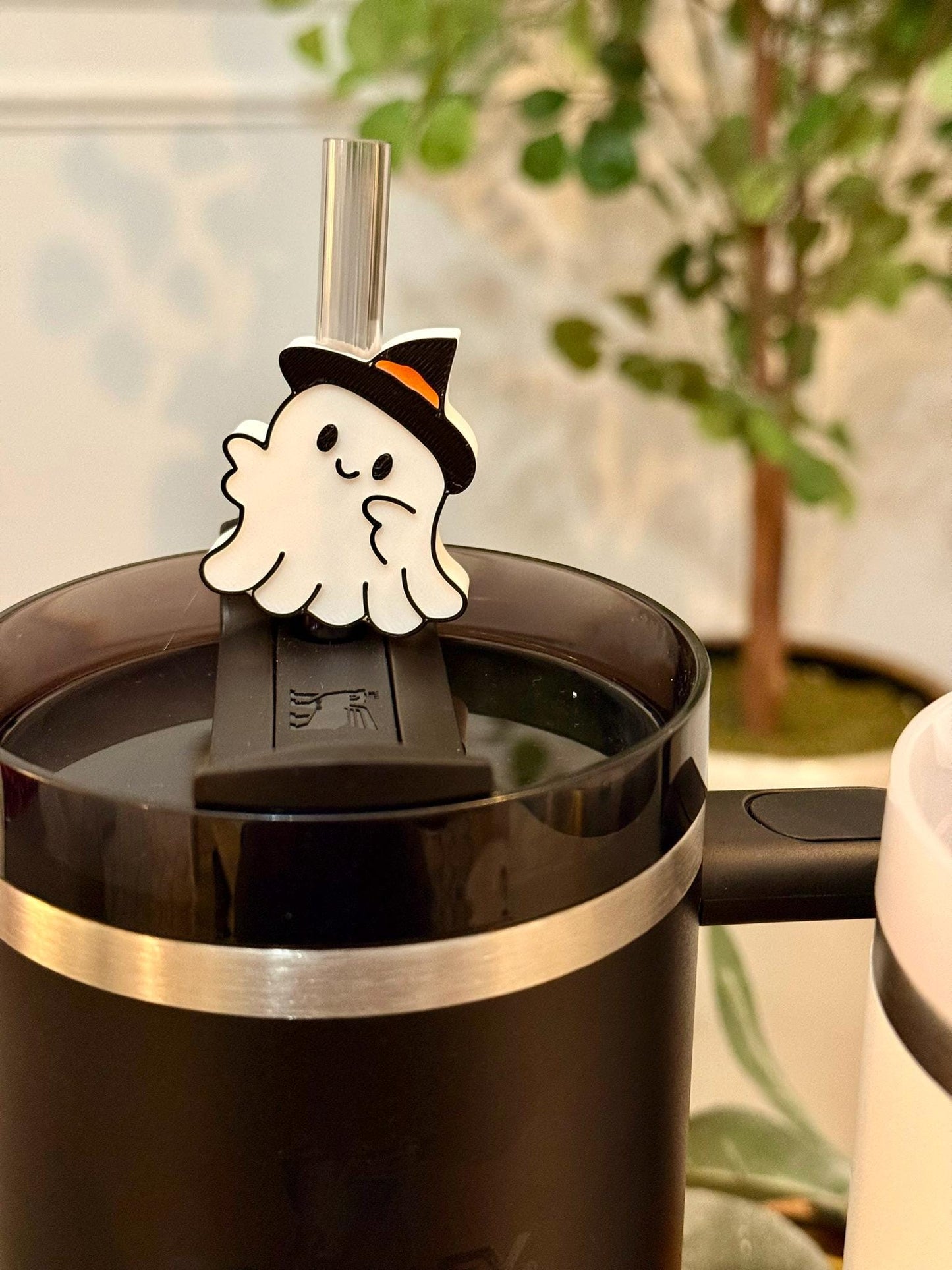 Fall Halloween Stanley Tumbler Straw Toppers | 5 Pack | Fits 10mm Straws | Pumpkin, Ghost, Witch Hat, Candy Corn, Cauldron | 20oz 30oz 40oz