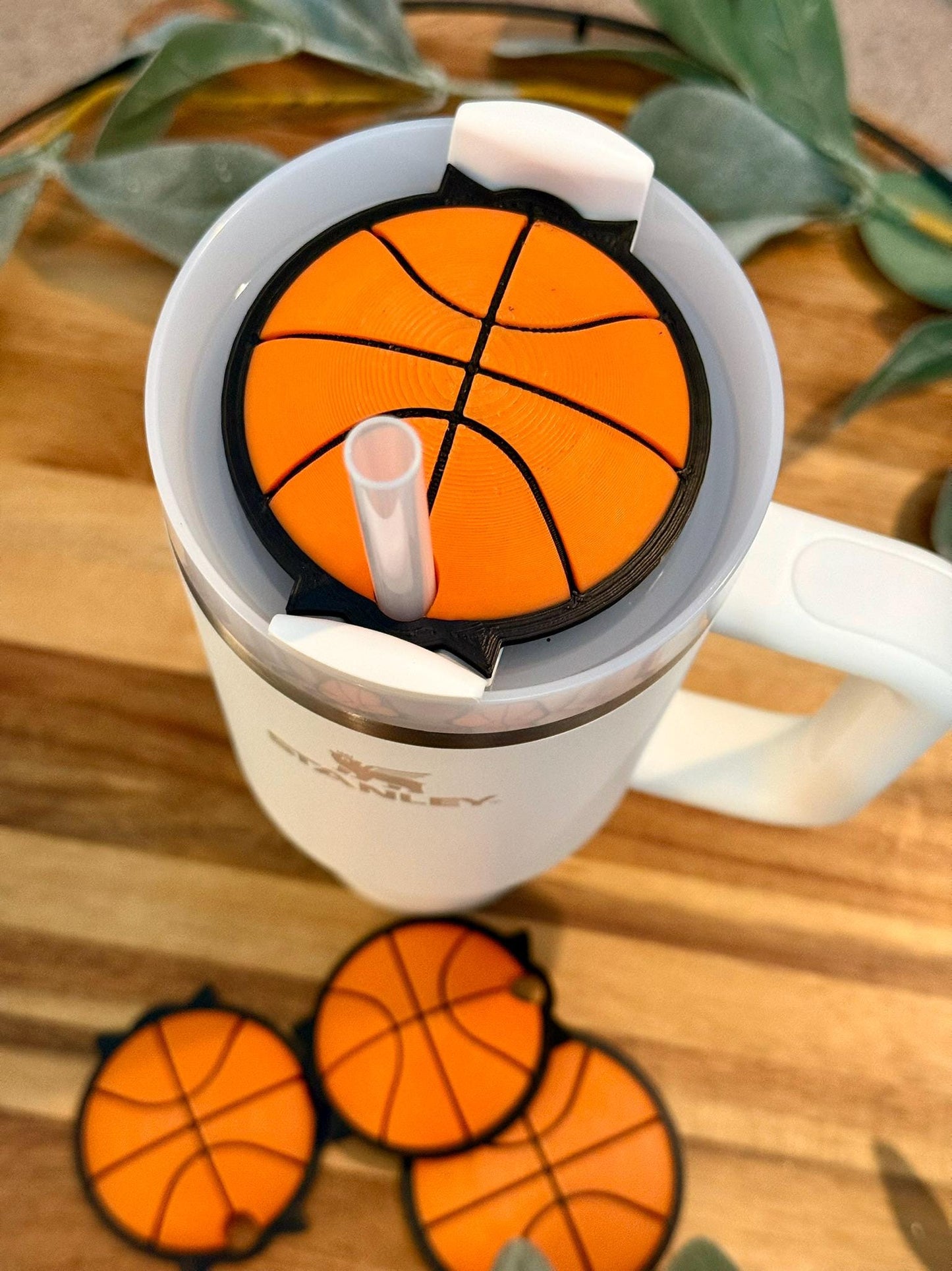 Basketball Stanley Tumbler Topper | Fits 20oz 30oz 40oz | Sports Cup Lid Cover | 3D Printed Accessory