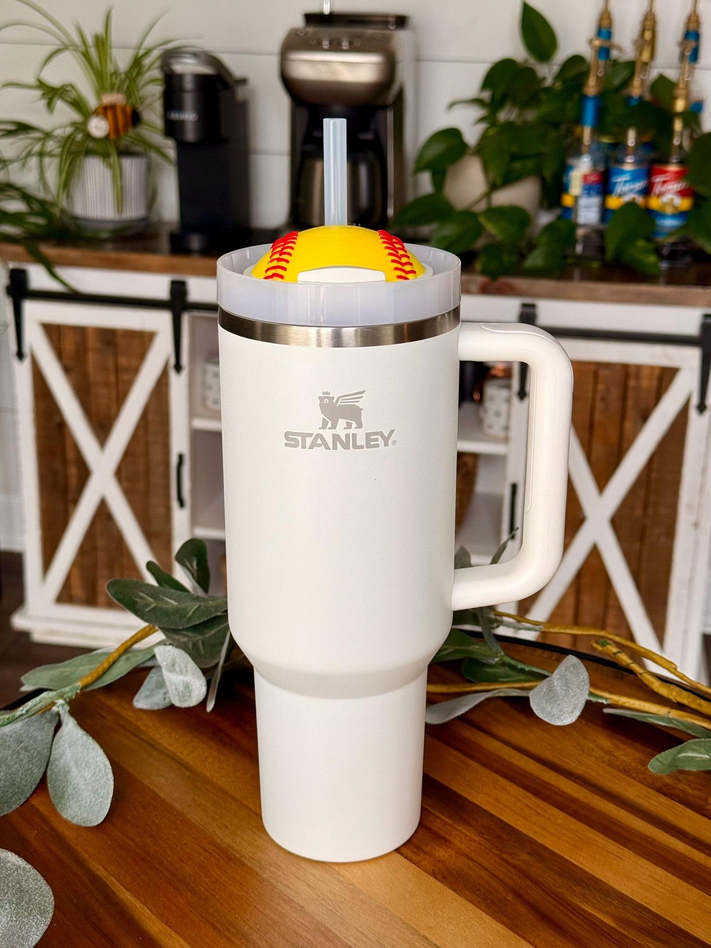 Softball Stanley Topper for 30oz or 40oz Tumbler 3D Printed β Sports Cup Accessory, Custom Baseball Lid Decoration