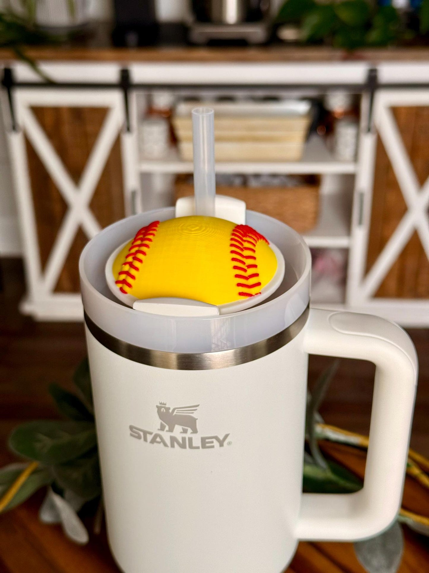 Softball Stanley Topper for 30oz or 40oz Tumbler 3D Printed β Sports Cup Accessory, Custom Baseball Lid Decoration