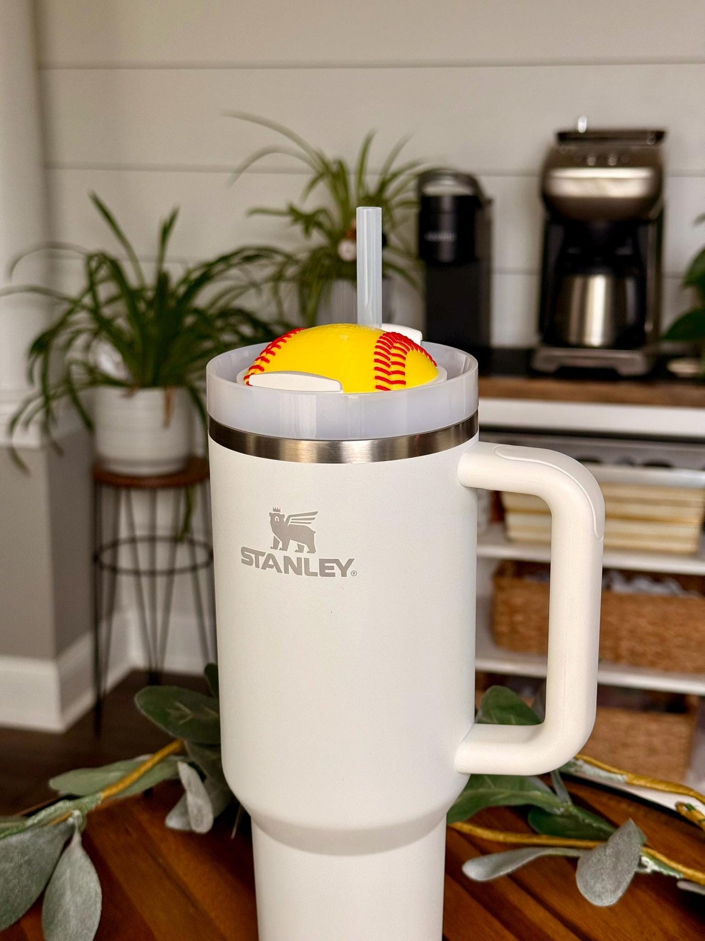 Softball Stanley Topper for 30oz or 40oz Tumbler 3D Printed β Sports Cup Accessory, Custom Baseball Lid Decoration