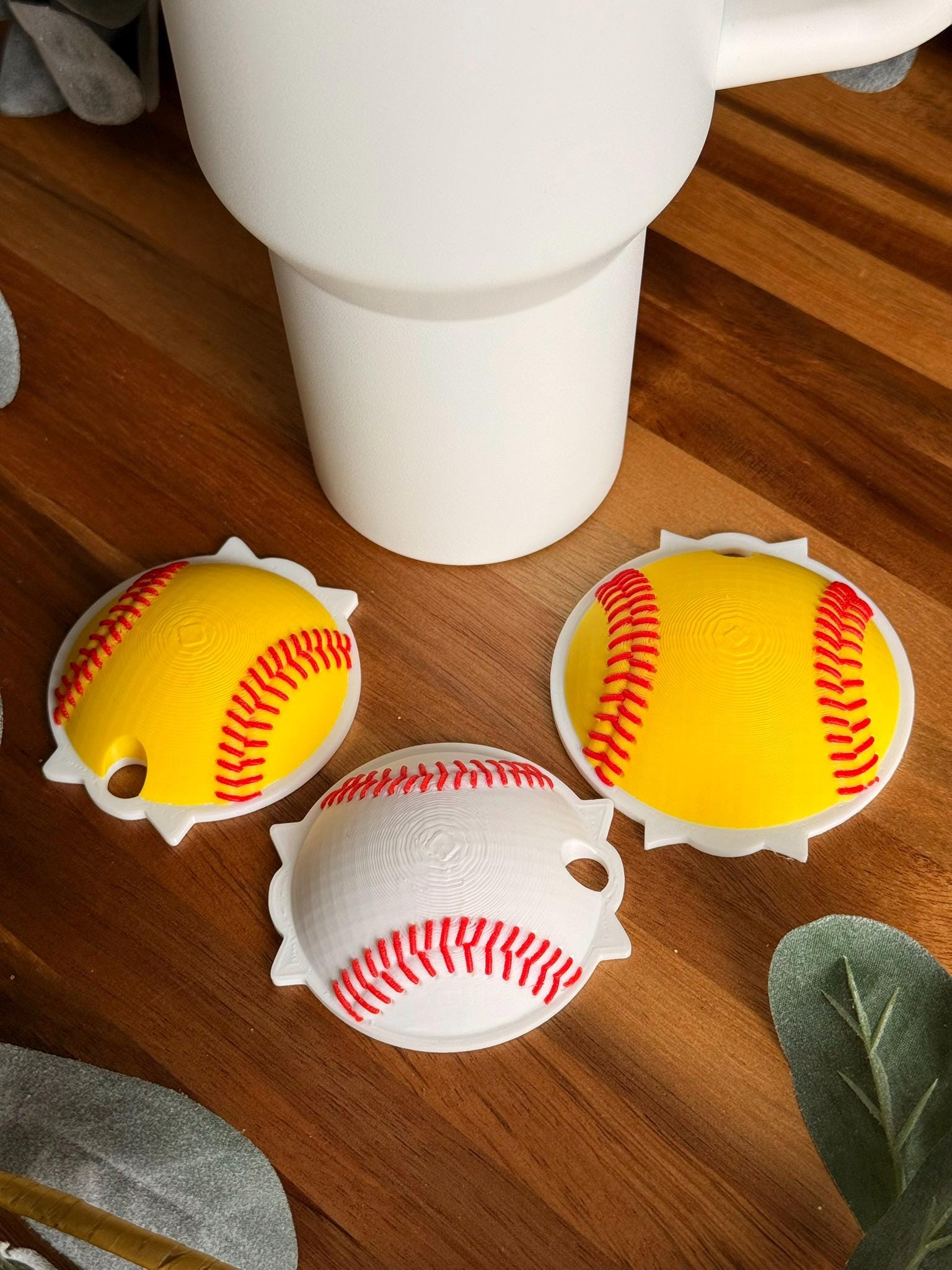 Baseball Stanley Topper for 30oz or 40oz Tumbler 3D Printed – Sports Cup Accessory, Custom Baseball Lid Decoration