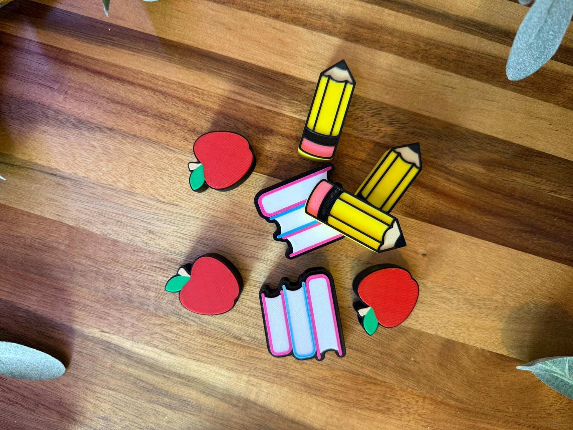 Back to School Stanley Tumbler Straw Topper Set ā Pencil, Apple & Book Stack ā 3 Pack for Teachers ā Fits 10mm Stanley Straws ā Teacher Gift