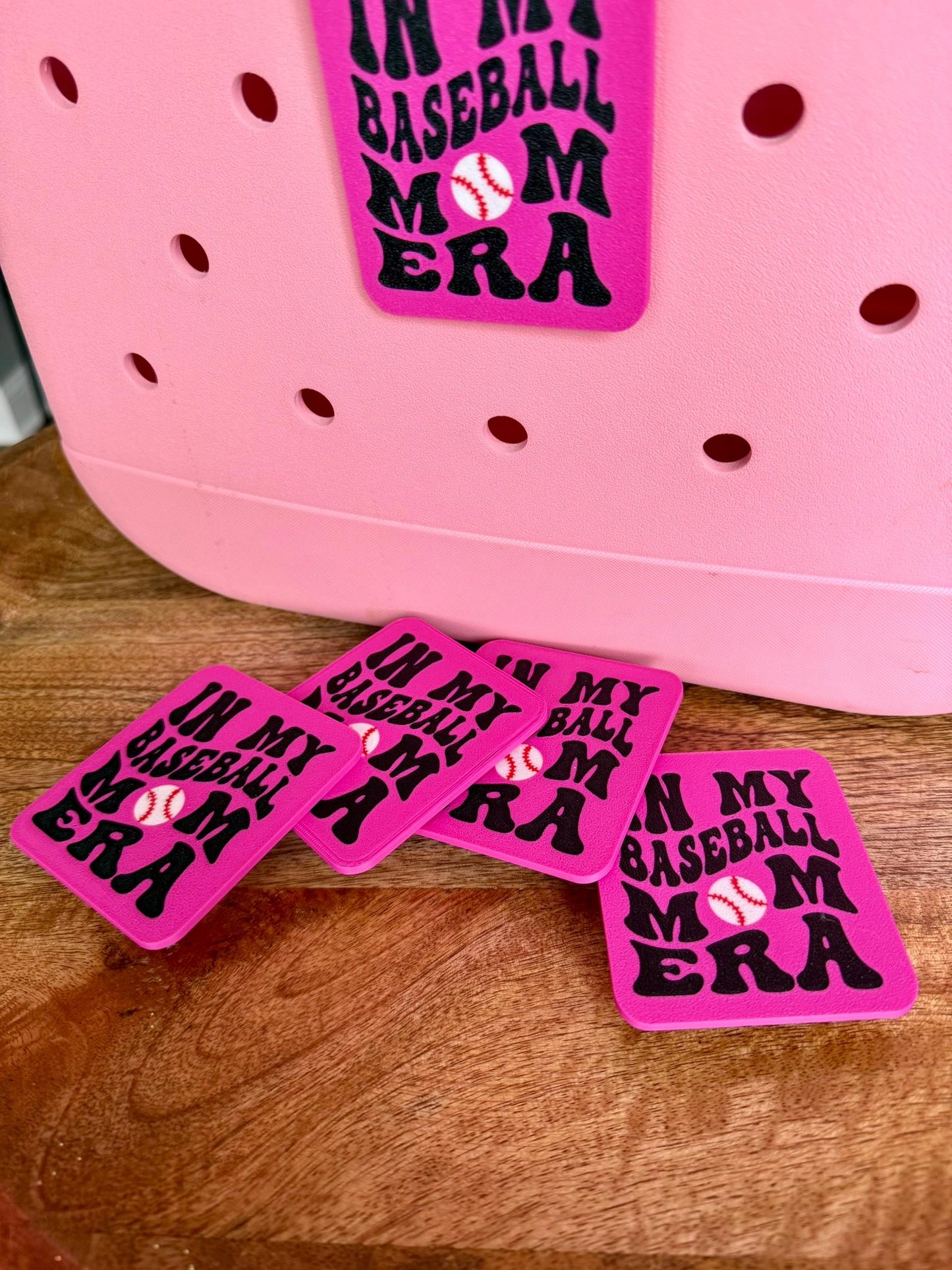 In My Baseball Mom Era Bogg Bag Charm β Taylor Swift Inspired Baseball Mom Accessory β Pink Bag Tag for Game Day β Swifty Gift