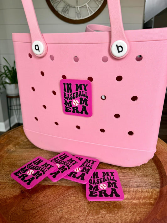 In My Baseball Mom Era Bogg Bag Charm – Taylor Swift Inspired Baseball Mom Accessory – Pink Bag Tag for Game Day – Swifty Gift