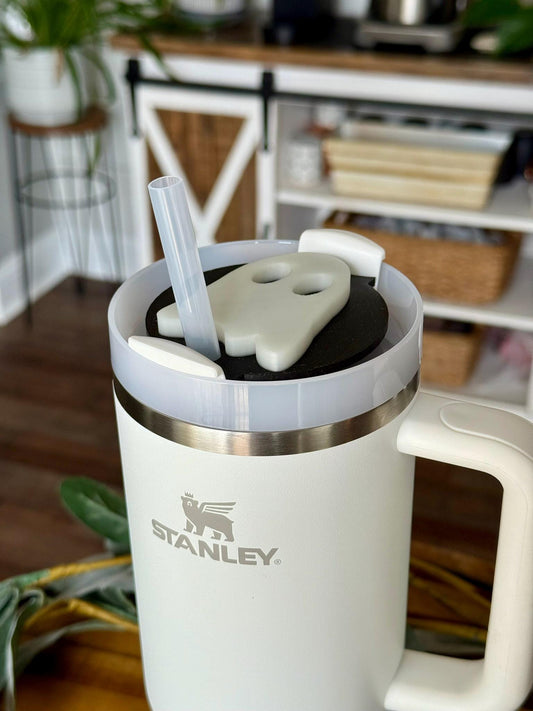 Glow-in-the-Dark Ghost Stanley Topper – 3D Printed Halloween Cup Accessory for 20oz, 30oz & 40oz Stanley Tumblers