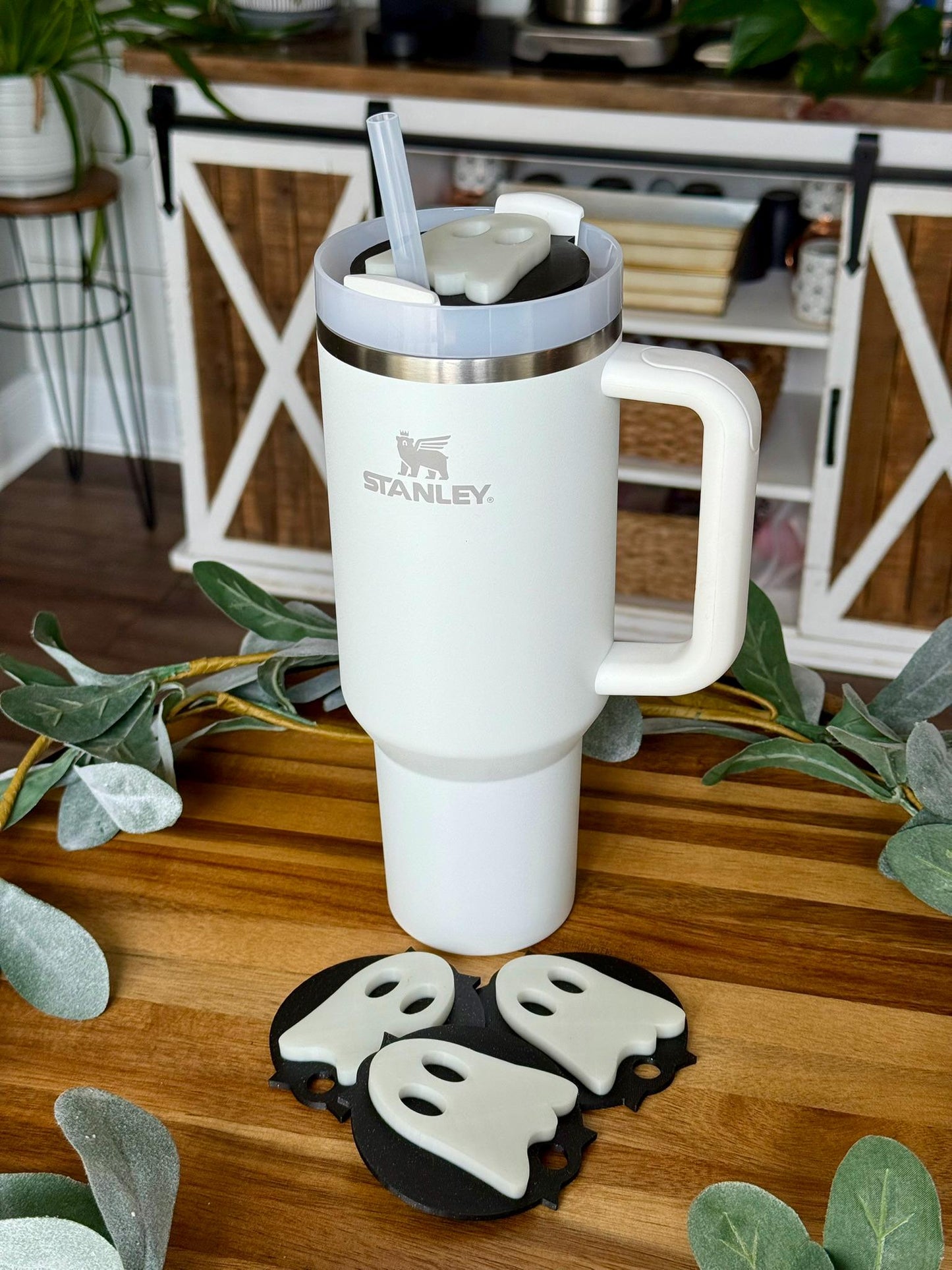 Glow-in-the-Dark Ghost Stanley Topper – 3D Printed Halloween Cup Accessory for 20oz, 30oz & 40oz Stanley Tumblers