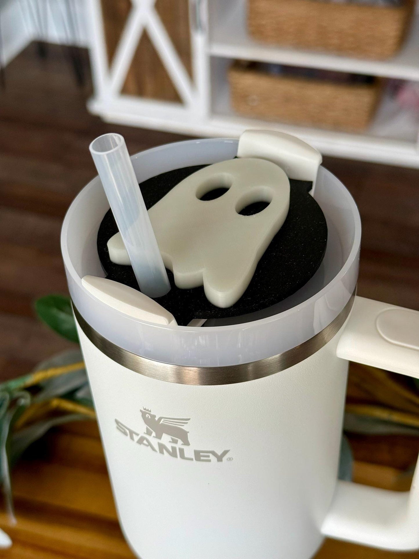Glow-in-the-Dark Ghost Stanley Topper – 3D Printed Halloween Cup Accessory for 20oz, 30oz & 40oz Stanley Tumblers