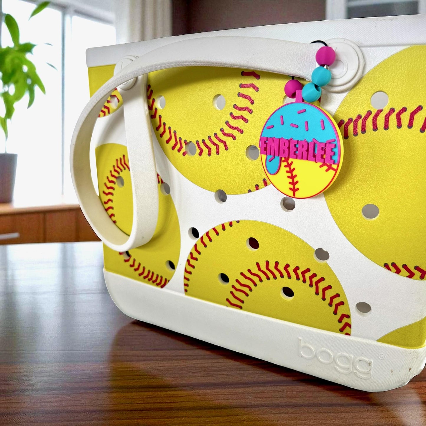 Softball Bag Tag – Ice Cream Drip – Personalized Name or Backpack Tag – Custom Team Colors Available