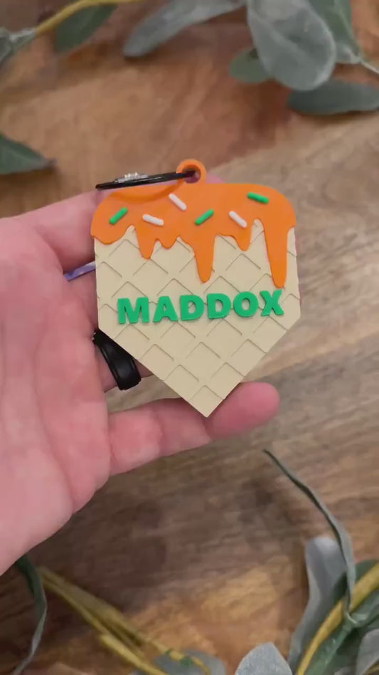 Baseball Bag Tag – Ice Cream Drip Home Plate – Softball – Personalized Bat or Backpack Tag – Custom Team Colors Available