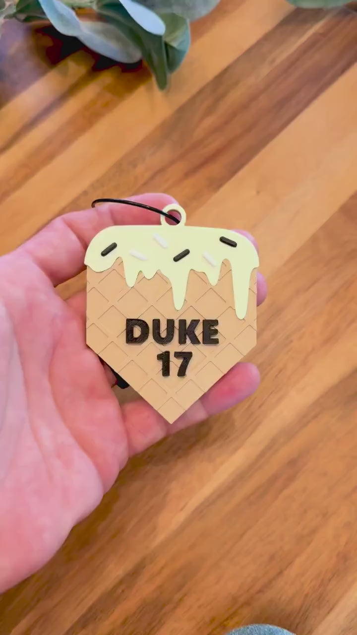 Baseball Bag Tag โ Ice Cream Drip Mint Chip โ Home Plate Name Bag for Baseball or Softball Bat Bag โ Back to School Backpack Accessory