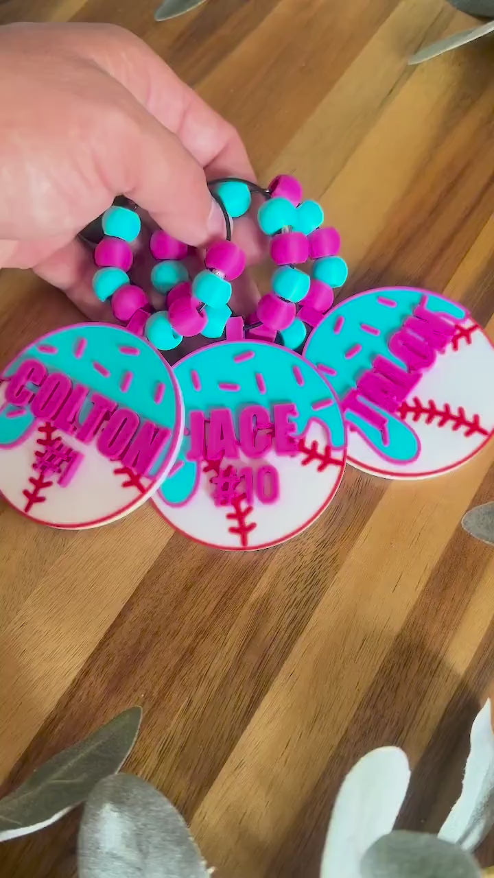 Baseball Ice Cream Drip Bag Tag – Personalized Name Tag for Bat Bag, Backpack, Bogg Bag – Baseball Player or Family Gift. Team Gift.