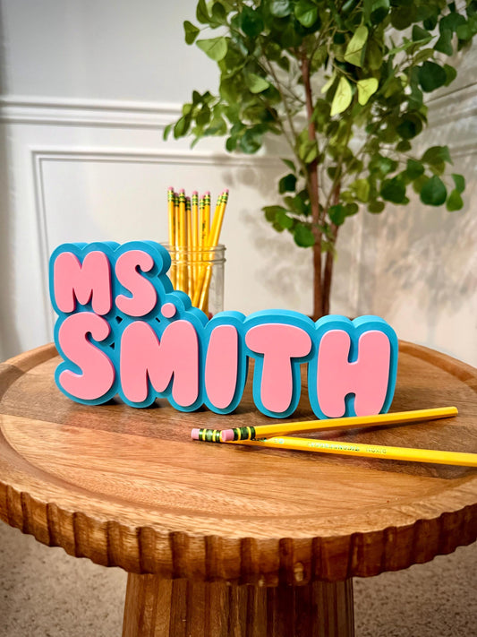 Teacher Desk Nameplate – Custom 3D Printed Name Sign – Personalized Classroom Decor – Back to School Teacher Gift – First Day of School