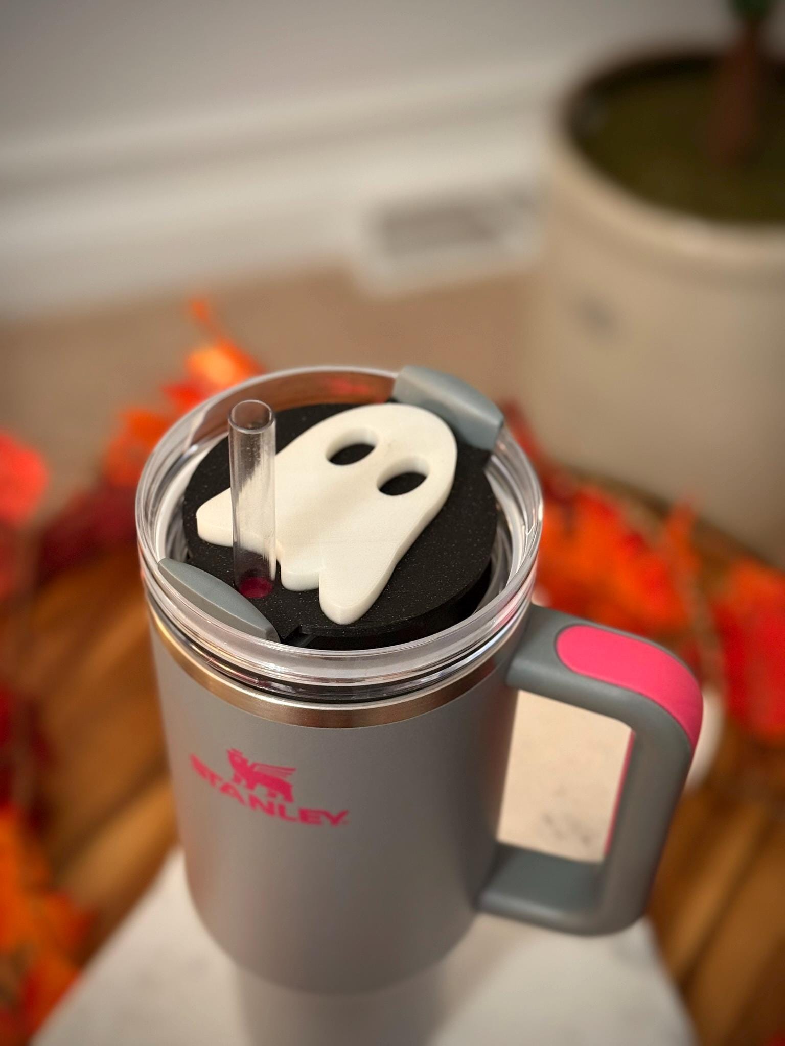 Glow-in-the-Dark Ghost Stanley Topper – 3D Printed Halloween Cup Accessory for 20oz, 30oz & 40oz Stanley Tumblers