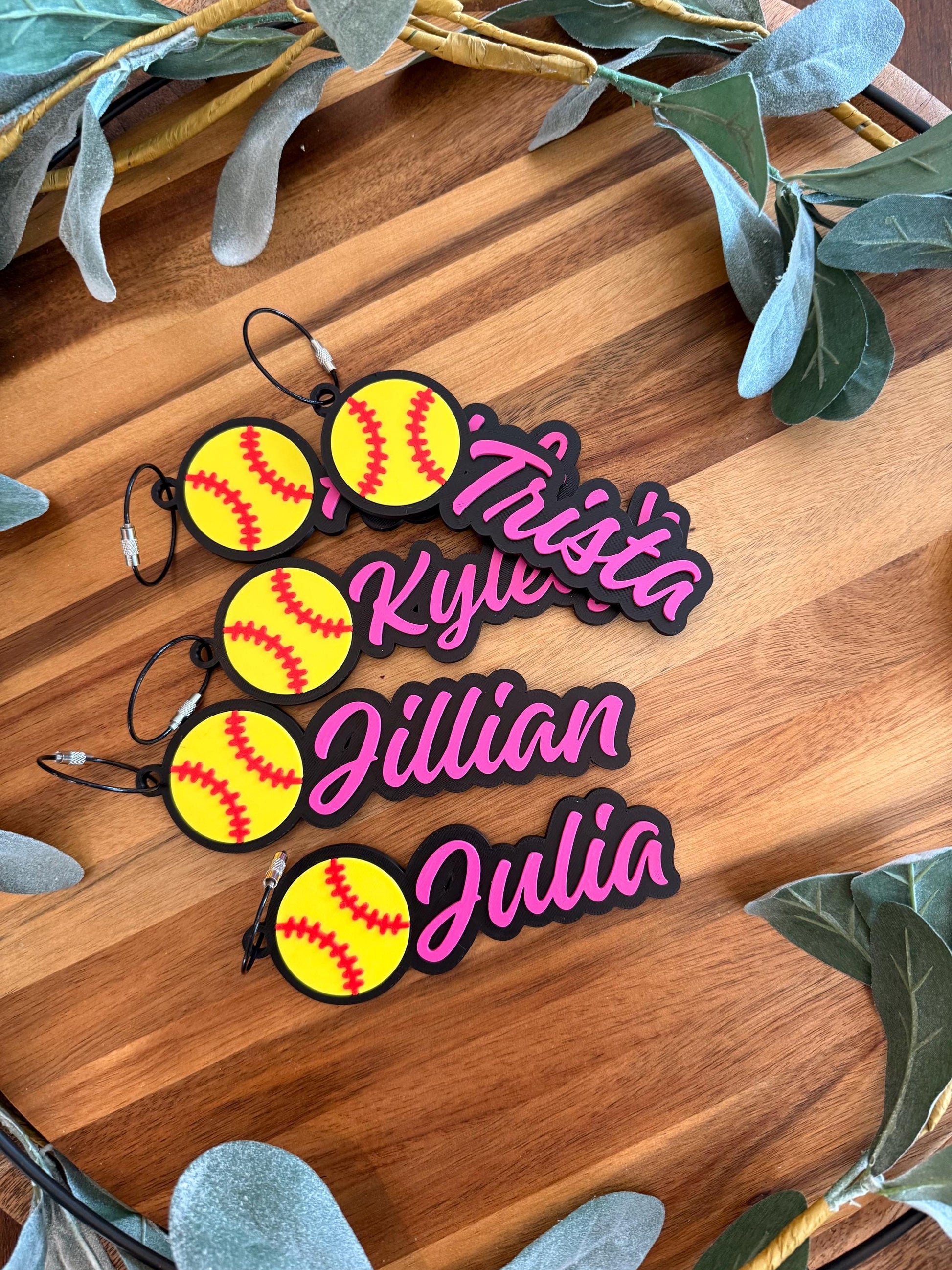 Personalized Softball Bag Tags | Custom Colors | Name Tag | Softball Bag | Customizable Softball Charm, Bat Bags, Backpacks, BAG SWAG