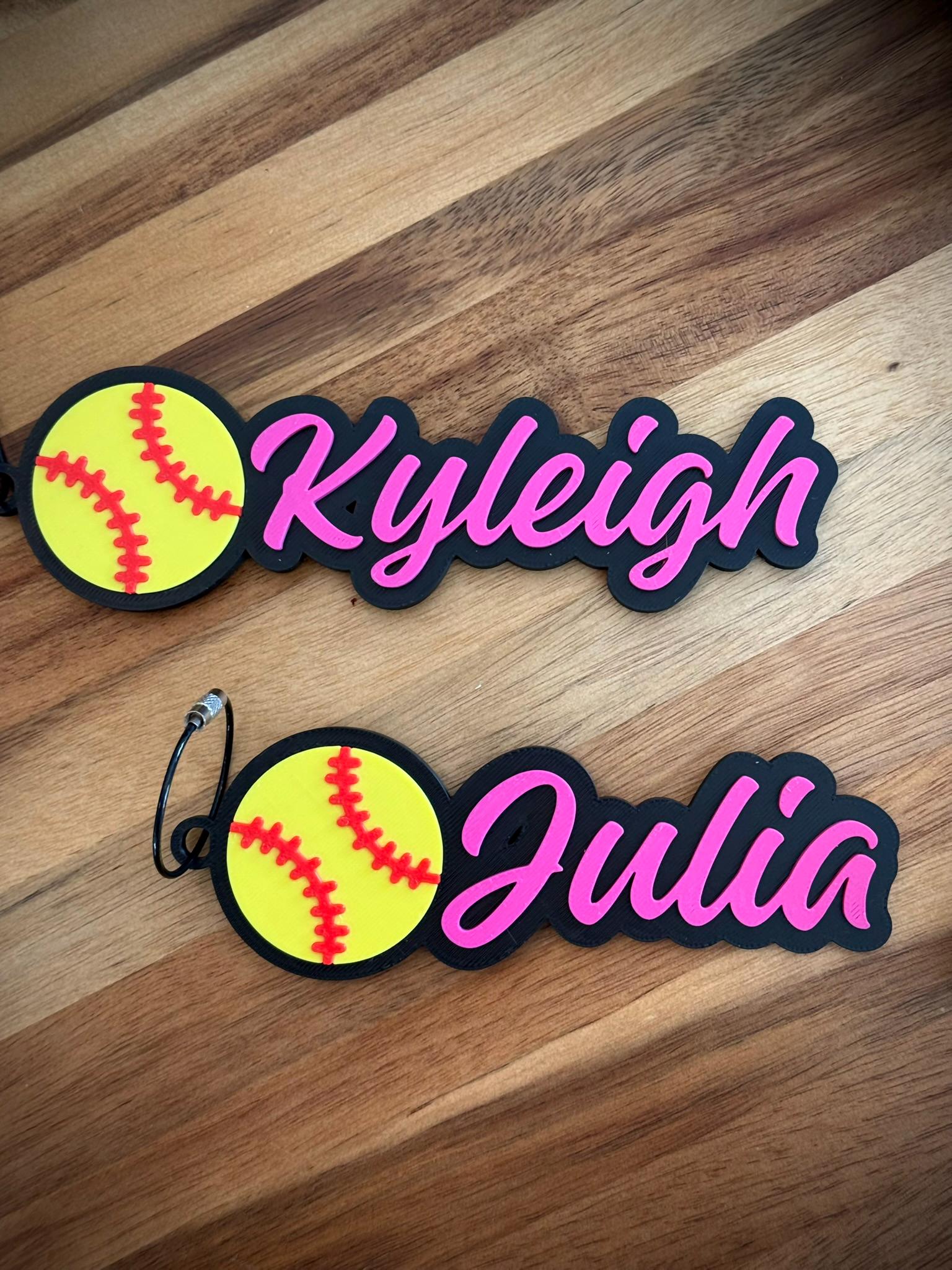 Personalized Softball Bag Tags | Custom Colors | Name Tag | Softball Bag | Customizable Softball Charm, Bat Bags, Backpacks, BAG SWAG