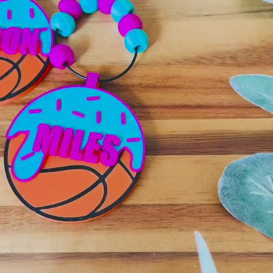 Basketball Bag Tag – Ice Cream Drip  – Personalized Name or Backpack Tag – Custom Team Colors Available