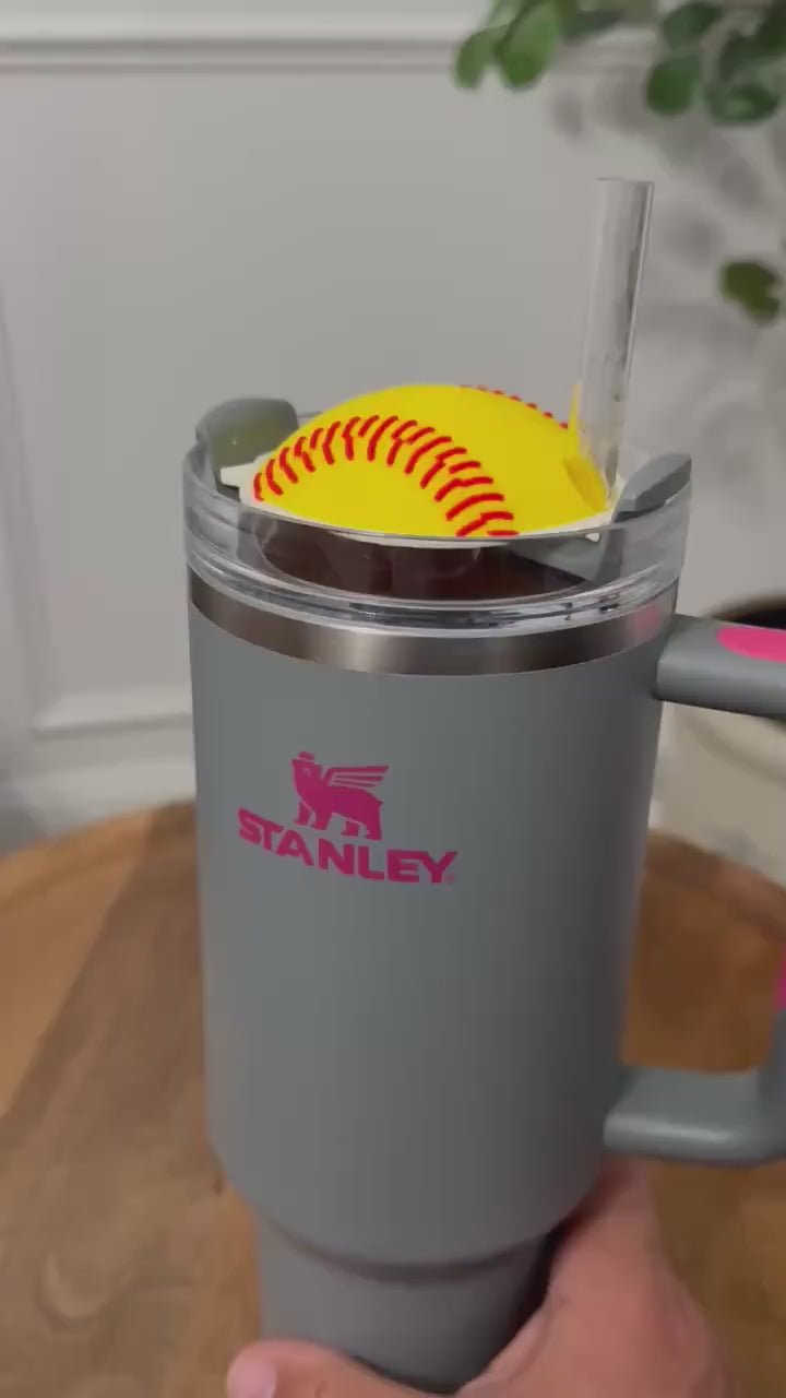 Softball Stanley Topper for 30oz or 40oz Tumbler 3D Printed – Sports Cup Accessory, Custom Baseball Lid Decoration