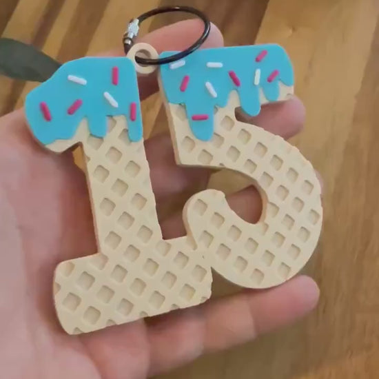 Baseball Bag Tag – Ice Cream Drip Numbers – Softball - Personalized Backpack or Bat Bag Accessory