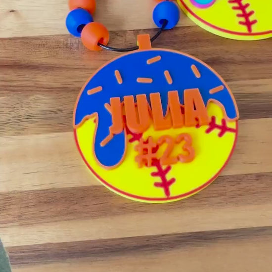 Softball Bag Tag – Ice Cream Drip  – Personalized Name or Backpack Tag – Custom Team Colors Available
