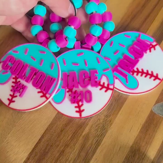 Baseball Ice Cream Drip Bag Tag – Personalized Name Tag for Bat Bag, Backpack, Bogg Bag – Baseball Player or Family Gift. Team Gift.