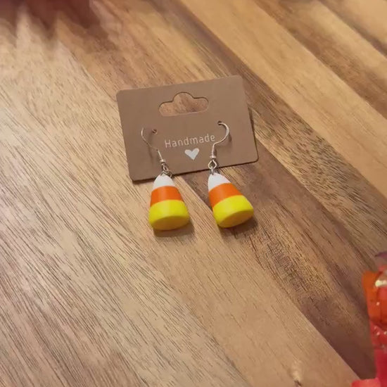 Candy Corn Earrings – Fall Dangle Earrings • Lightweight Halloween Jewelry • Autumn Earrings